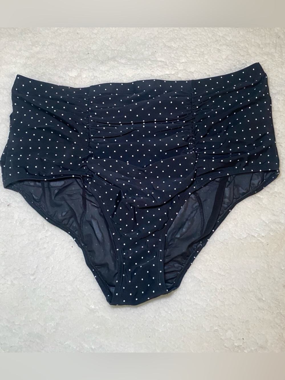High-Waist Black Polka Dot Bikini Bottoms